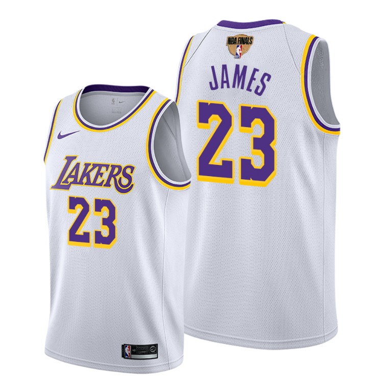 Men's Los Angeles Lakers White #23 LeBron James 2020 Finals Bound Association Edition Stitched Jersey